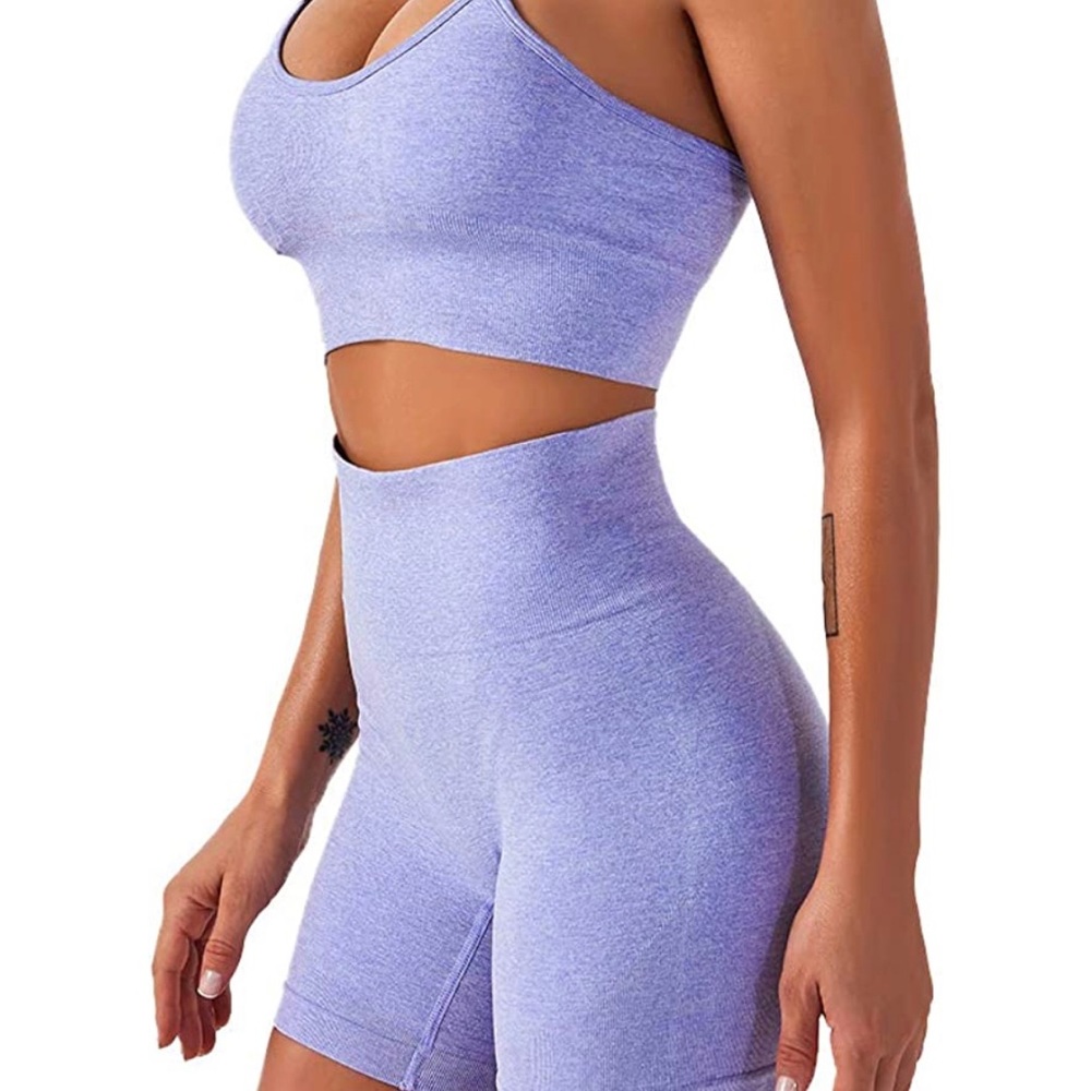 High-Rise Lavender Seamless Crop Top -